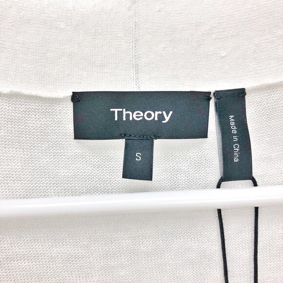 Theory Womens Sag Harbor Cardigan Small White Open Front Linen Lightweight NWT - Picture 8 of 9